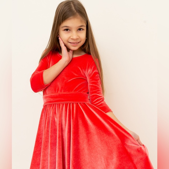 ❗️NEW❗️ Coral Velvet A Line Midi Girls Dress - Picture 4 of 11